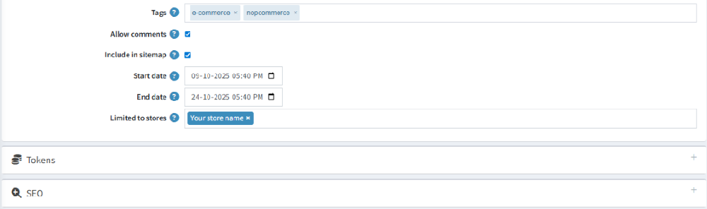 add tags and schedule using advanced blog management